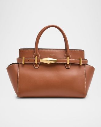Jimmy Choo London Small Diamond Belted Leather Top-Handle Bag