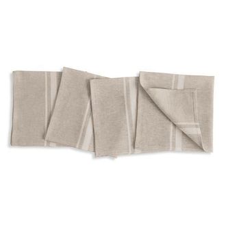 Solino Home Linen Dinner Napkins - French Stripe, 20 x 20 in White And Natural at Nordstrom, Size Large