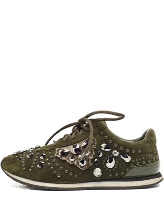 Tory Burch suede crystal-embellished sneakers - Verde