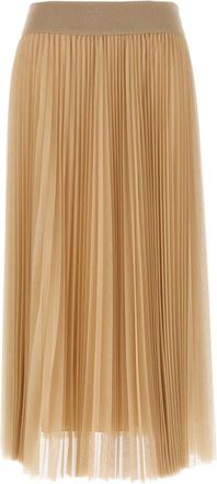 Fabiana Filippi Rokken, Dames, Beige, M, Polyester, Geplooide Tulle Midi Rok