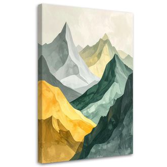 Feeby Impresi&oacute;n De Imagen, Vista De Monta&ntilde;as Abstracta En Tonos Verde Y Beige, 70x100