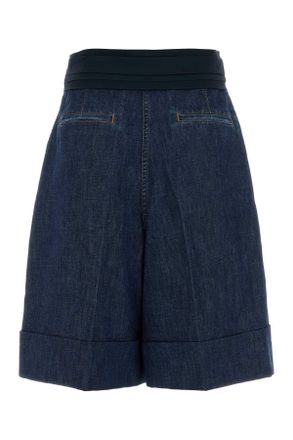 Valentino Garavani Womens Denim Bermuda Shorts Mediumbluedenim Exterior: Cotton