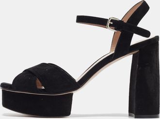 Stuart Weitzman Black Suede Ankle Strap Sandals 41.5