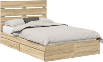 vidaXL Storage Bed with Drawer Sonoma Oak 120 x 190 cm Engineered Wood vidaXL