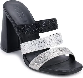 Karl Lagerfeld Rickie Rhinestone Slide Sandal in Black/White at Nordstrom Rack, Size 10