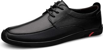 Generic Formal Shoes for Men Lace Up Derby Shoes Round Apron Toe Leather Slip Resistant Anti-Slip Non Slip Block Heel Party(Black,7.5 UK)