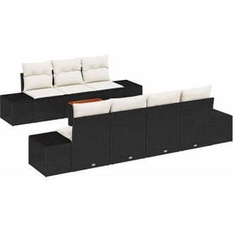 vidaXL Conjunto De Sof&aacute; De Jard&iacute;n 8 Pcs Negro, Blanco Vidaxl