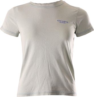 Acne Studios Brand-embroidered T-shirt in Light Green Cotton