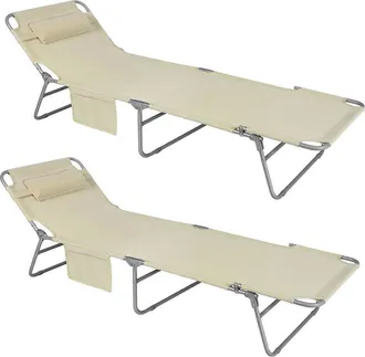 SoBuy Set De 2 Tumbonas, Tumbona Inclinable De Acero Plegable Con Almohada Playa Piscina Jard&iacute;n Mecedora Ogs35-mix2 Sobuy Es