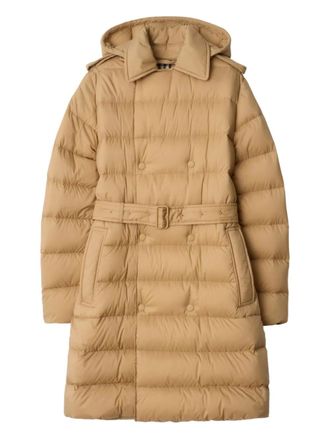 Burberry double-breasted belted puffer coat - women - Polyamide/Polyester - S - Neutrals