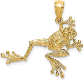 Diamond2Deal 14k Yellow Gold 2-D Textured Frog Charm