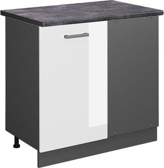 Vicco Mobile ad angolo cucina R-Line, Bianco lucido, 86 cm, pl Antracite
