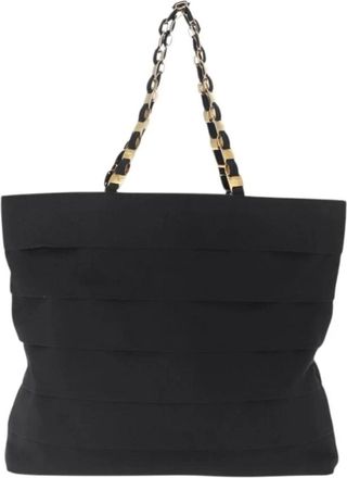 Ferragamo Pre-owned Tote Bags, female, Black, Size: ONE SIZE Pre-owned Vintage Layered Tote Bag with Chain Straps