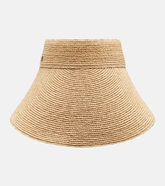 Chlo&eacute; Chlo&eacute; Silk-trimmed raffia visor