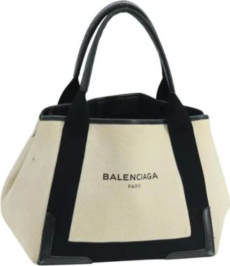 Balenciaga Pre-owned Tote Bags, female, Beige, Size: ONE SIZE Pre-owned Canvas Tote Bag