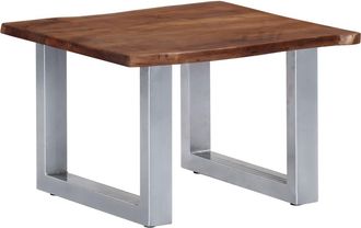 vidaXL Mesa De Centro Borde Natural Madera Maciza Acacia 60x60x40 Cm Vidaxl