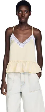 Sandro Ruffled top in Light Yellow at Nordstrom, Size X-Large