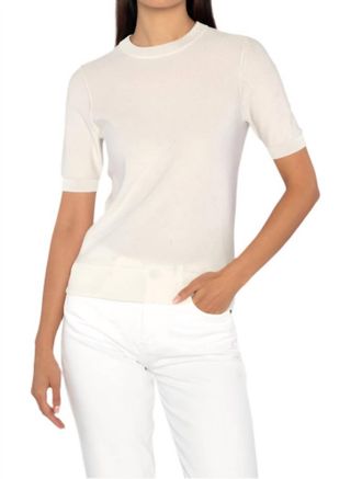 Kinross Cashmere Sequin Short Sleeve Crew Top In Ivory