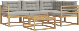 vidaXL Conjunto De Sof&aacute;s De Exterior 5 Uds. Blanco Y Gris Claro Vidaxl