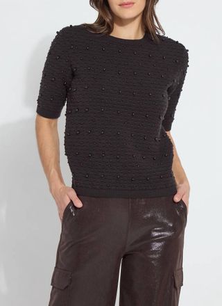 Lyss&eacute; Valentina Pearl Short Sleeve Sweater In Black