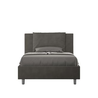ITYhome Letto Una Piazza E Mezza Rivestito In Microfibra - Antea - Tipologia Letto: Con Rete - Colore: Grigio - Dimensione Rete: 120x200