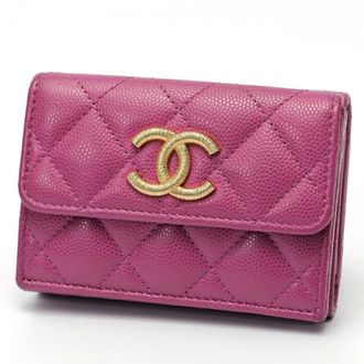 Chanel Purple Grained Calfskin Wallet (Tri-Fold) (Pre-Owned)