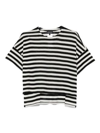 Giorgio Armani striped virgin-wool top - Black