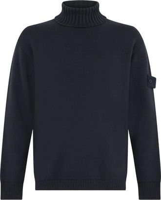Stone Island Trui met col - Heren - Coltruien - Blauw - L - Katoen - Truien & Vesten