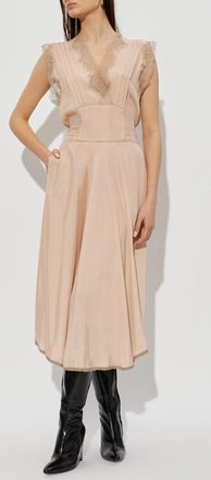 Maison Margiela Dress With Lace Trim, Womens, Pink