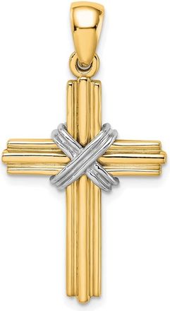 Diamond2Deal 14k Yellow Gold and White Rhodium -X- Center Passion Cross Pendant