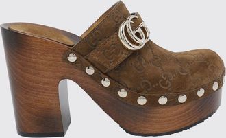 Gucci Clogs in camoscio con monogram GG impresso