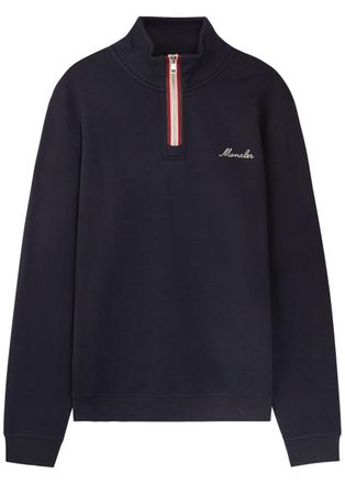 Moncler Logo-embroidered Cotton-blend Sweatshirt - Navy - Xxl