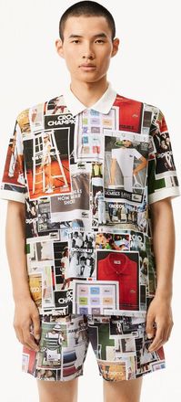 Lacoste Mens Loose Fit L.12.12 Printed Polo Shirt in Multi colour - Multicolour Cotton - Size X-Large