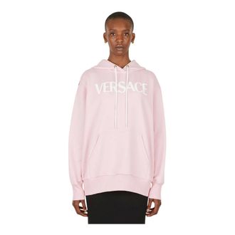 Versace Hoodies, female, Pink, Size: S Ventagli Hooded Sweatshirt