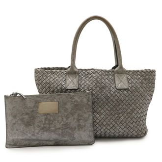 Bottega Veneta Metallic Silver Leather Shoulder Bag Tote Bag (Pre-Owned)
