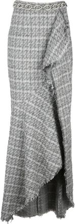 Elisabetta Franchi Long Mermaid Boucl&eacute; Skirt - Pearl Grey