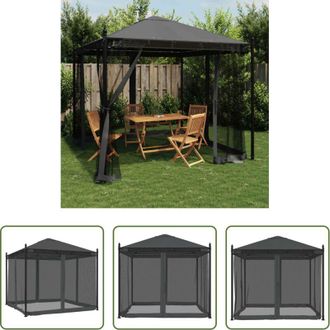 vidaXL Gazebo con pareti in rete - Gazebo con Pareti in Rete Antracite 2,93x2,93 m in Acciaio