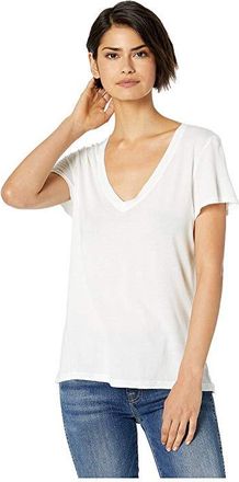 Splendid Kate Short Sleeve Modal Jersey V-Neck T-Shirts Womens T Shirt White : XL (Womens 14-16), Cotton/Jersey/Modal
