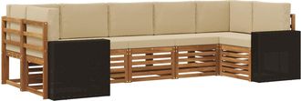 vidaXL Conjunto De Sof&aacute;s De Exterior 7 Uds. Natural Y Beige Poli&eacute;ster Vidaxl