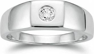 Pompeii3 Mens White Gold 1/4ct Solitaire Bezel Diamond Ring Size Selectable