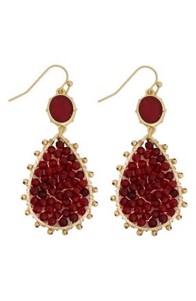 Panacea Crystal Beaded Teardrop Earrings in Burgundy at Nordstrom