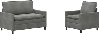 vidaXL Juego De Sof&aacute; 2 Uds. Gris Oscuro Terciopelo Vidaxl