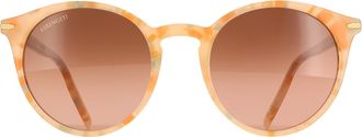 Serengeti Eyewear Round Womens Shiny Peach Marble Mineral Polarized Drivers Gradient Leonora - Pink - One Size