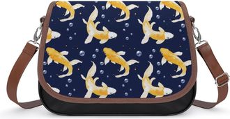 Generic Yellow Japanese Fish Small Womens Crossbody Bags Shoulder Handbag with Adjustable Strap for Travel