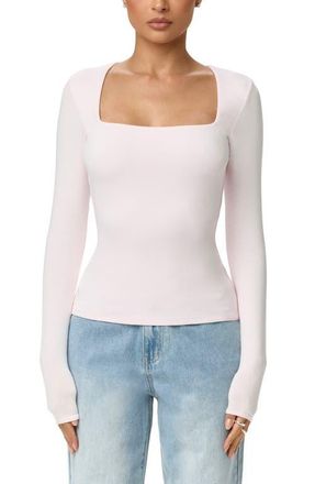 Naked Wardrobe Square Neck Crop Top in Pale Pink at Nordstrom, Size X-Large