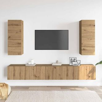Berkfield Home Classic 4 Piece TV Cabinet Set Wall-mounted Artisan Oak Engineere in Brown