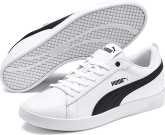Puma Sneaker PUMA SMASH WNS V2 L, Damen, Gr. 37,5, schwarz-weiss (puma wei&szlig;, puma schwarz), Leder, unifarben mit Farbeinsatz, Schuhe Sneaker