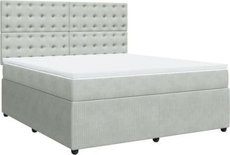 vidaXL Vidaxl - Cama Box Spring Con Colch&oacute;n Terciopelo Gris Claro 180x200 Cm