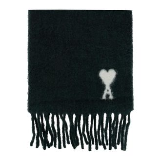 Ami Alpaca Sjaal Met Ami De Coeur - unisex - Accessoires - Zwart - Maat: ONE Size Zijde