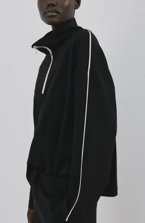 Mango Half Zip Sweatshirt in Black at Nordstrom, Size X-Small